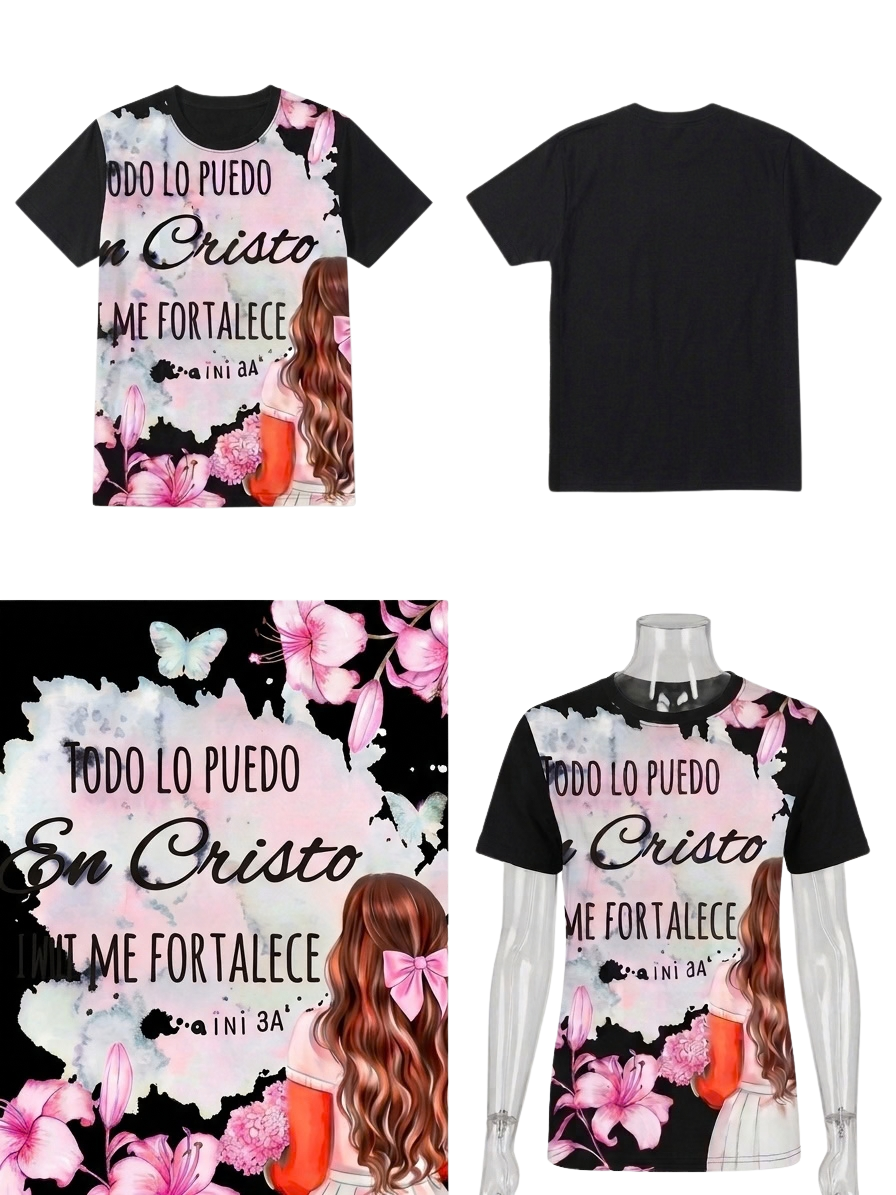 Camiseta Negra Todo Lo Puedo En Cristo