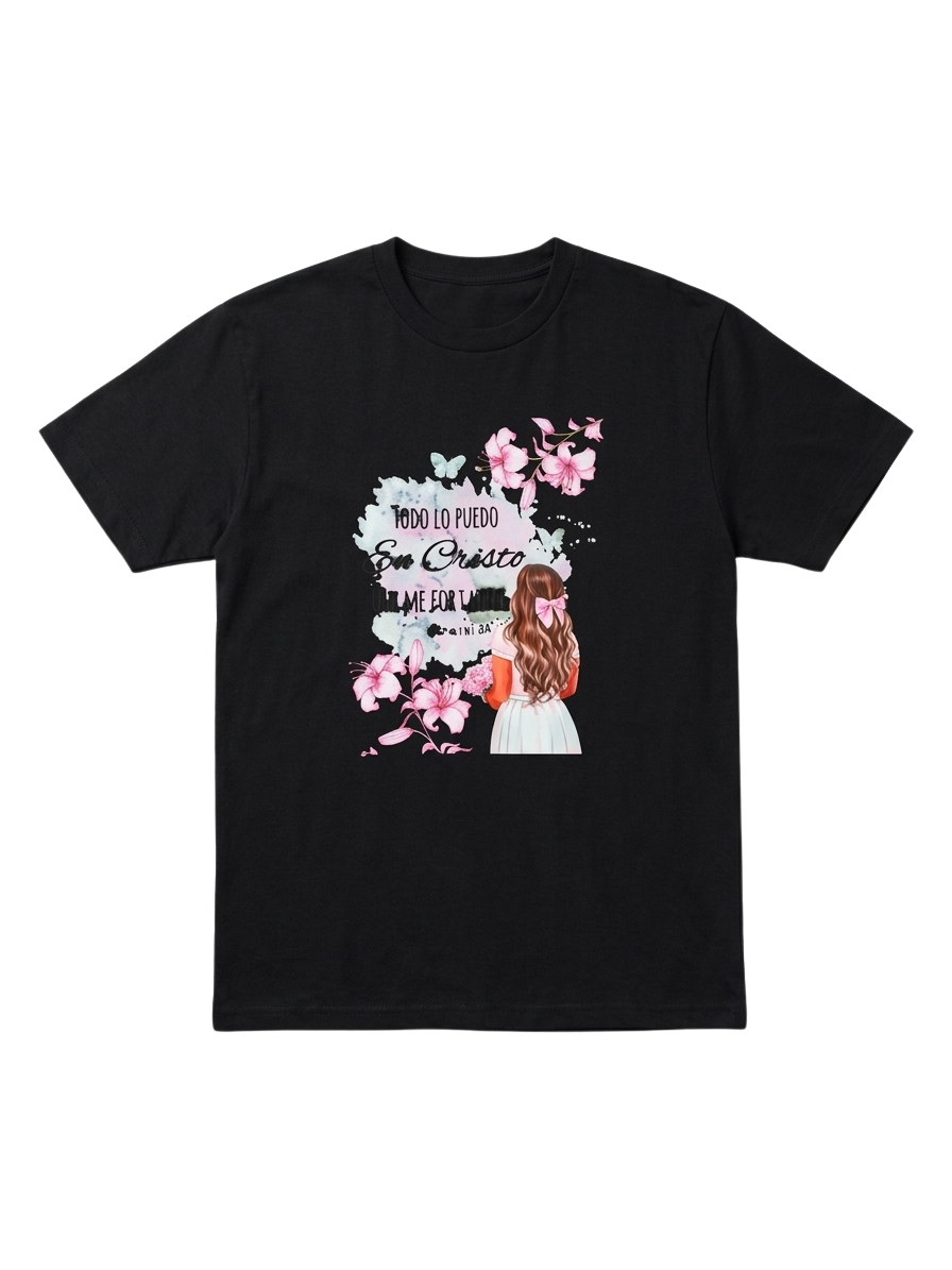 Camiseta Negra Todo Lo Puedo En Cristo
