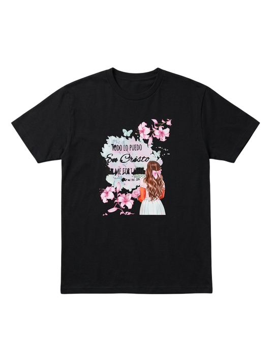 Camiseta Negra Todo Lo Puedo En Cristo